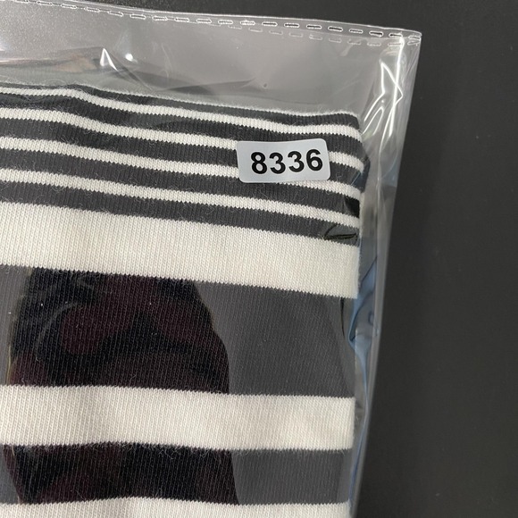 NWT Talbots Shirt Womens MP Petite Black White Stripe Square Neck 3/4 Sleeve Top - Picture 11 of 12